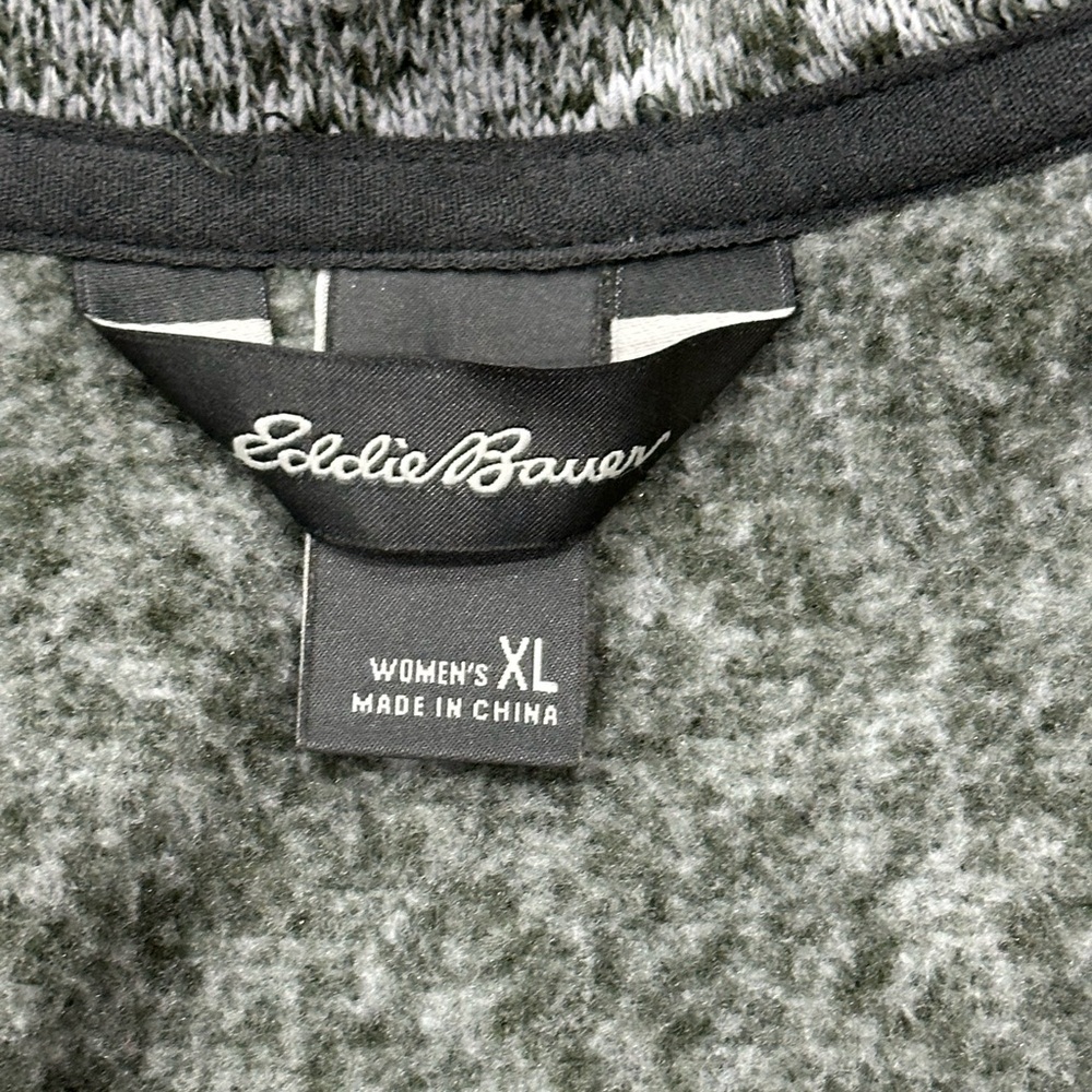 Eddie Bauer XL Quarter 1/4 Snap Sweatshirt Green Marble Long Sleeve Fleece EUC - Picture 8 of 8
